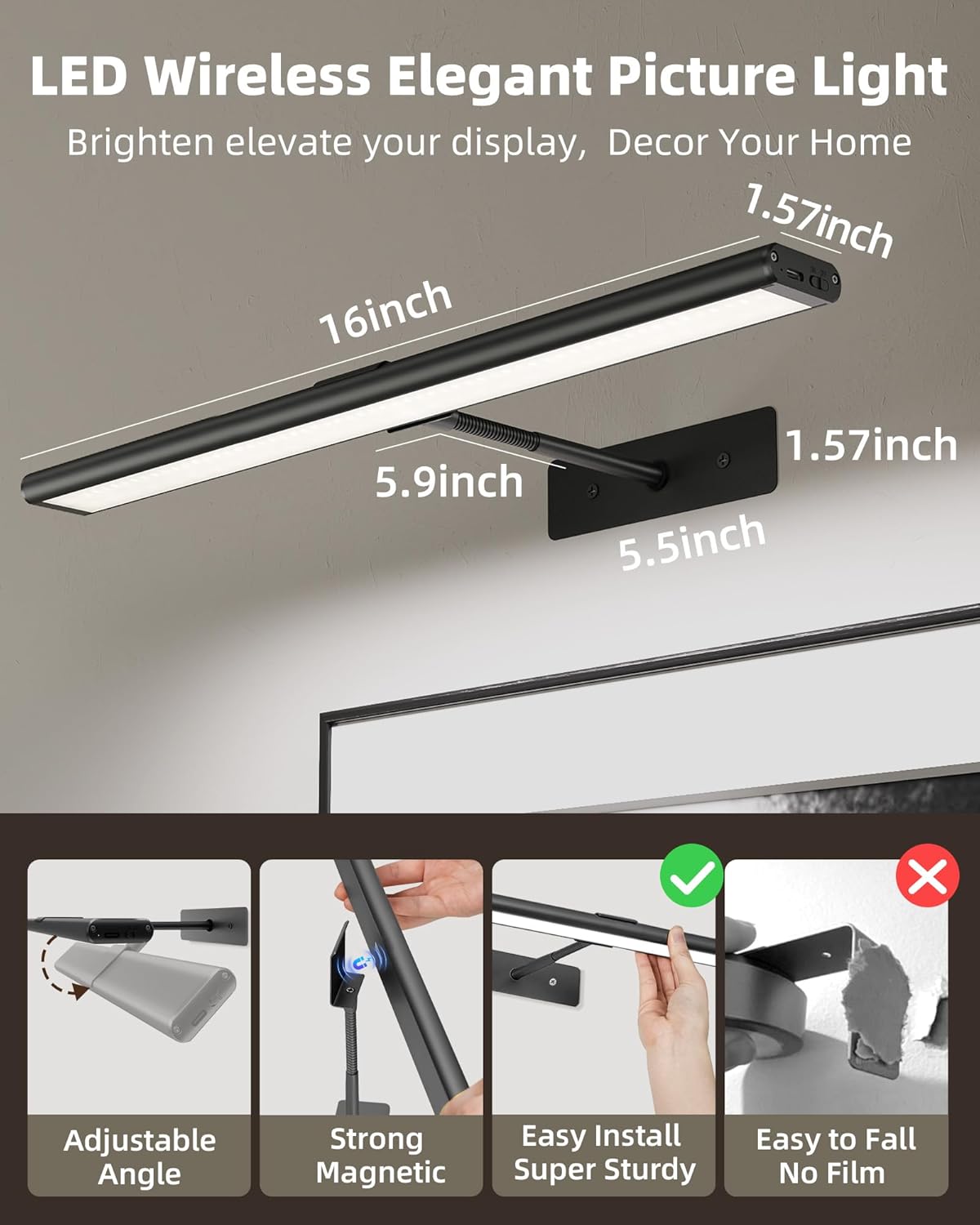 Thumbnail 4 de EZVALO Picture Light 4800mAh for Wall