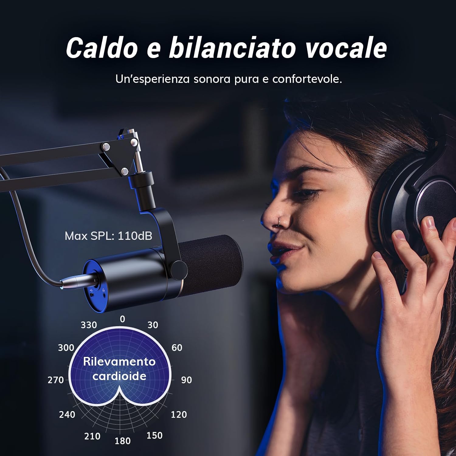 Detalle 2 de TONOR TD510+ Mic Dinamico USB/XLR per Podcast
