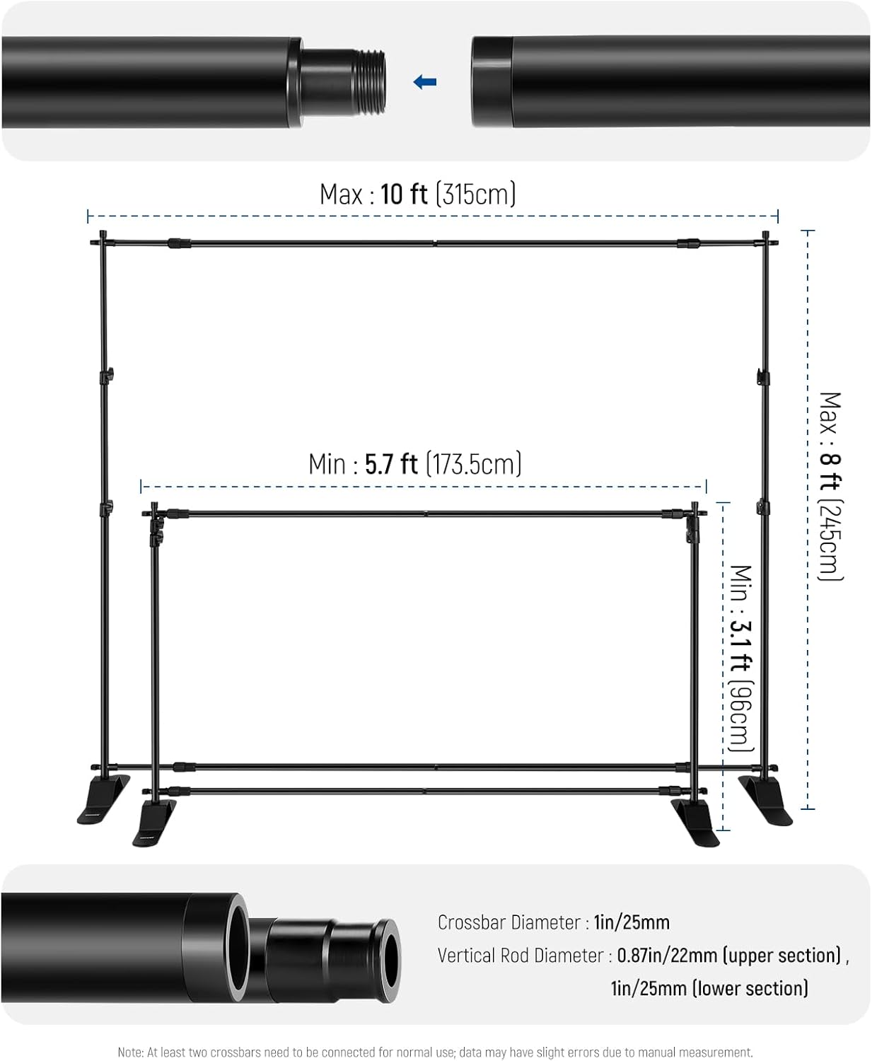 Thumbnail 2 de NEEWER NK-ST300 Heavy Duty Backdrop Stand for 10x8ft backgrounds (widened bases, 4 crossbars, telescopic poles)