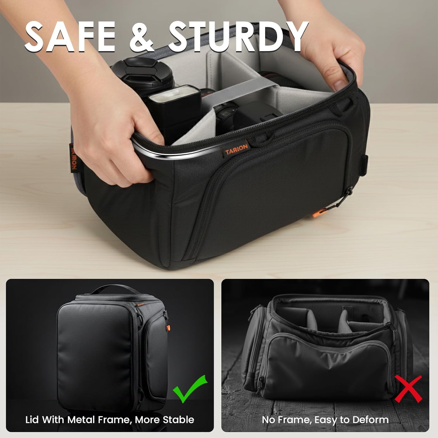 Detalle de TARION ShellCore S Padded Camera Bag Insert — Protective Small Camera Cube with Quick Access & Metal Frame
