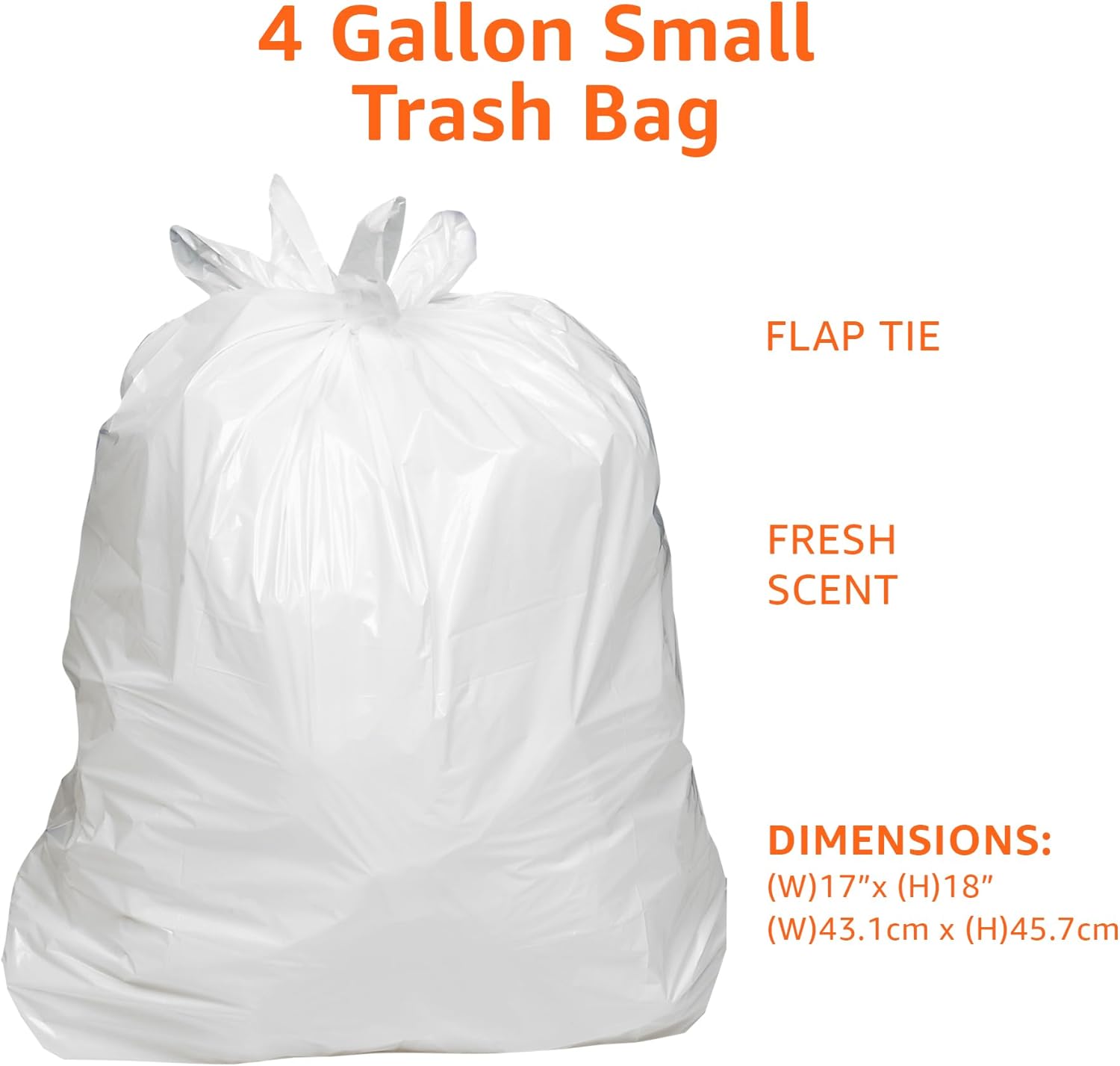 Thumbnail 2 de Amazon Basics Small 4 Gallon Trash Bags with Flap Ties, Fresh Scent, 0.5 Mil, 80 Count
