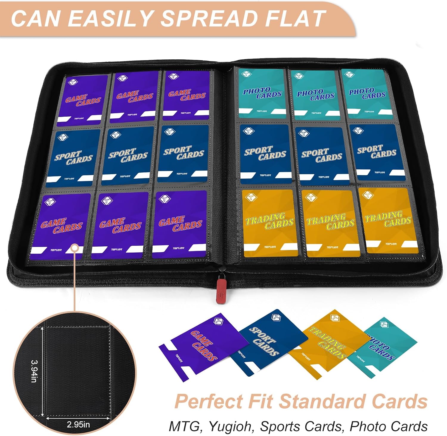 Detalle de Trading Card Binder: 432-Pocket Album for MTG, Baseball & Sports Cards (Teal)