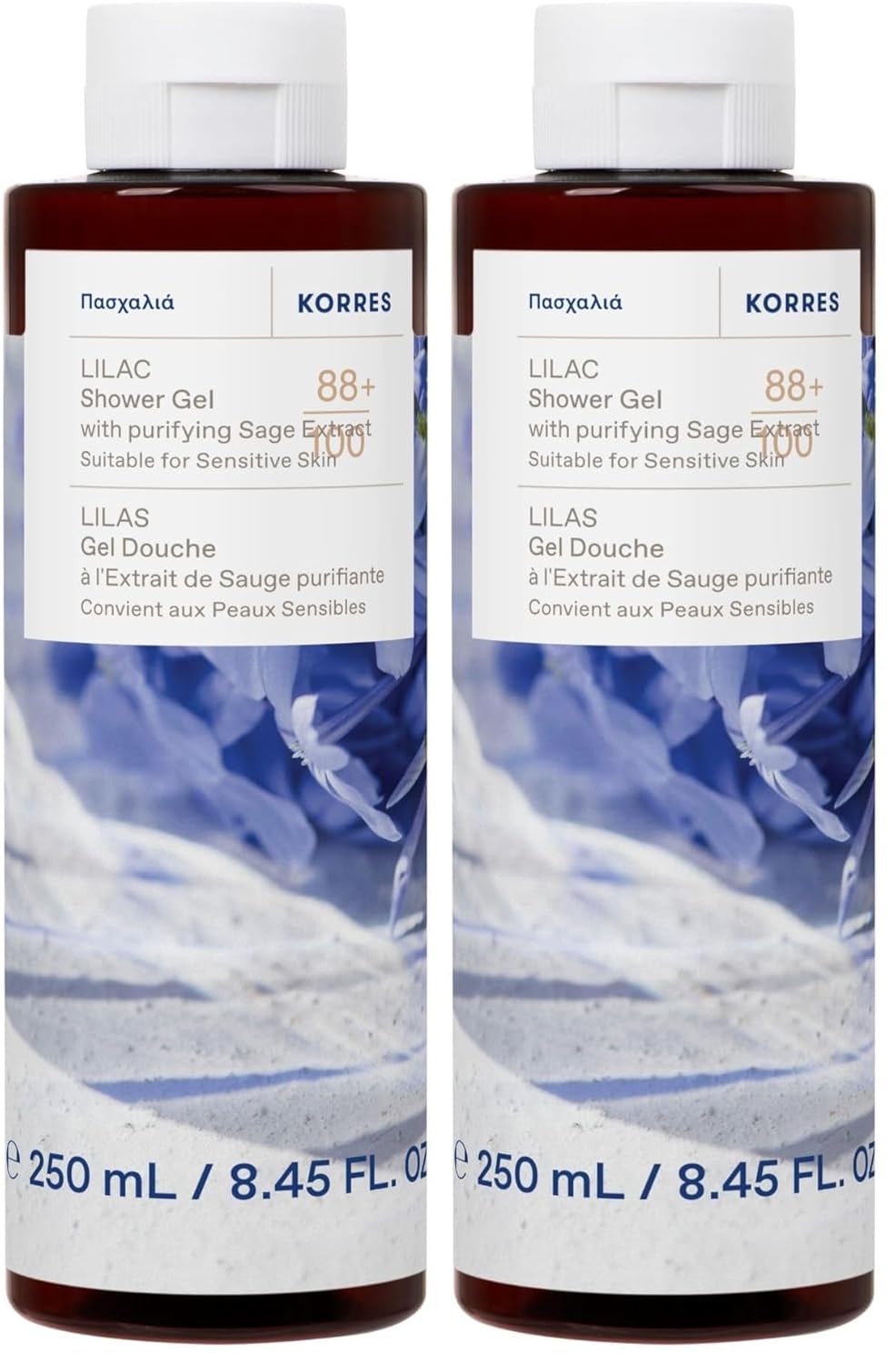 Detalle de KORRES Bergamot Pear Duschgel – sanfte Reinigung mit Salbei-Extrakt, vegan und frei von Silikonen & Parabenen (250 ml)