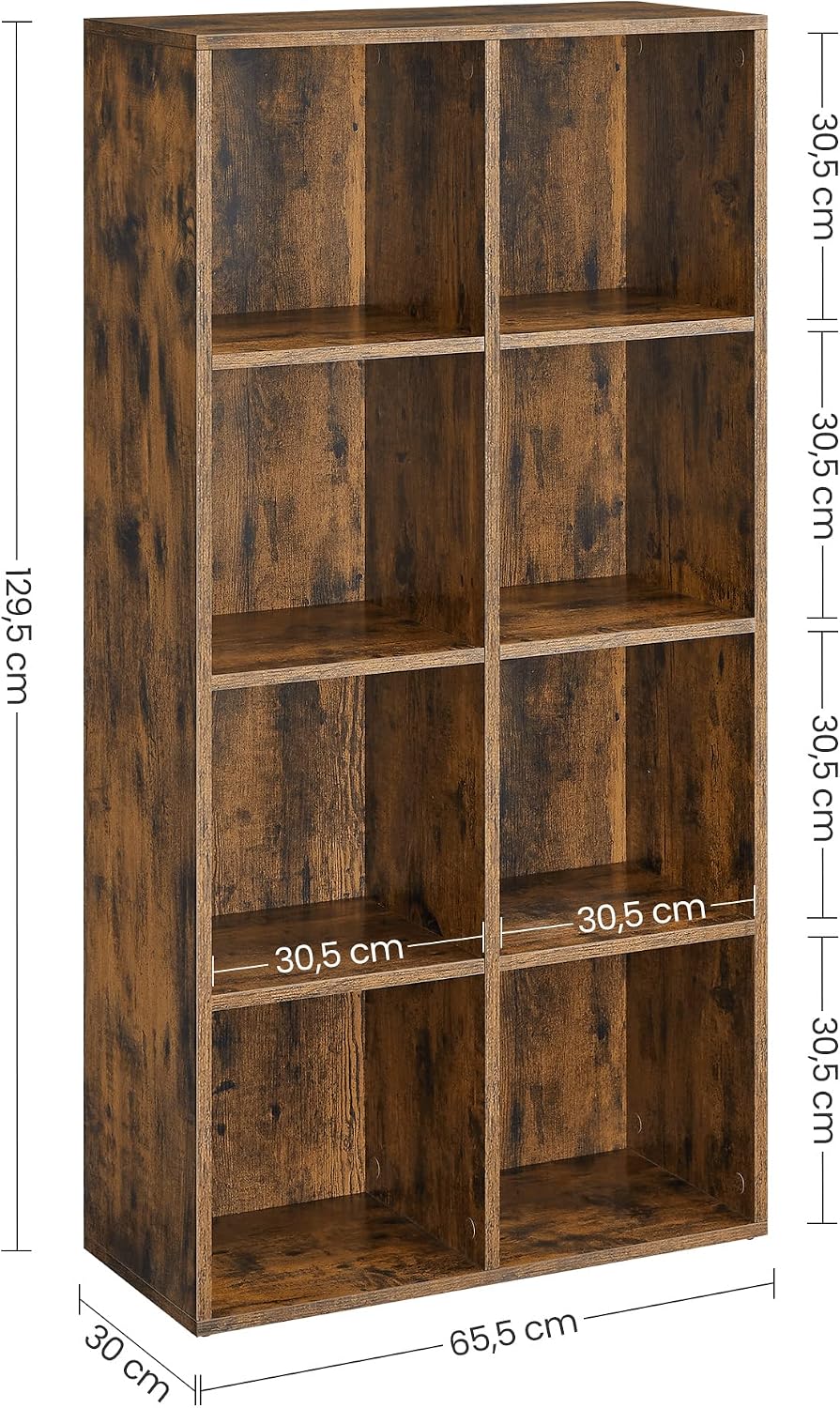 Thumbnail 2 de VASAGLE CUSTOS LBC024T01 Bookcase, 8 Compartments, Rustic Brown