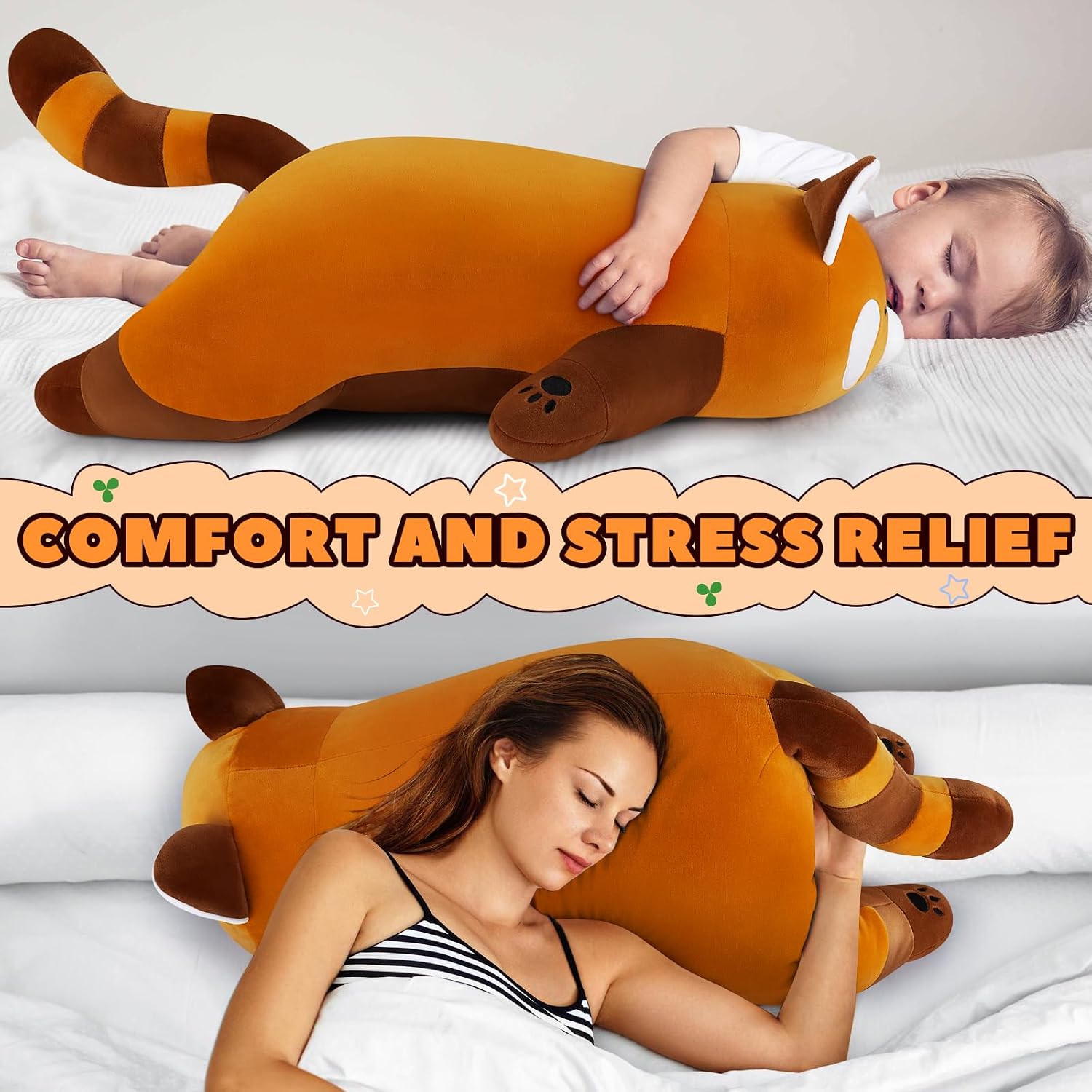 Detalle de Red Panda Plush Toy 29.9 Inch – Giant Soft Pillow & Cuddly Cushion