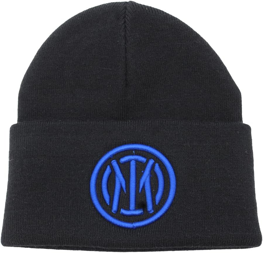 Detalle de Inter 153048 Knitted Hat, Black, Free Size, Embossed Blue Logo