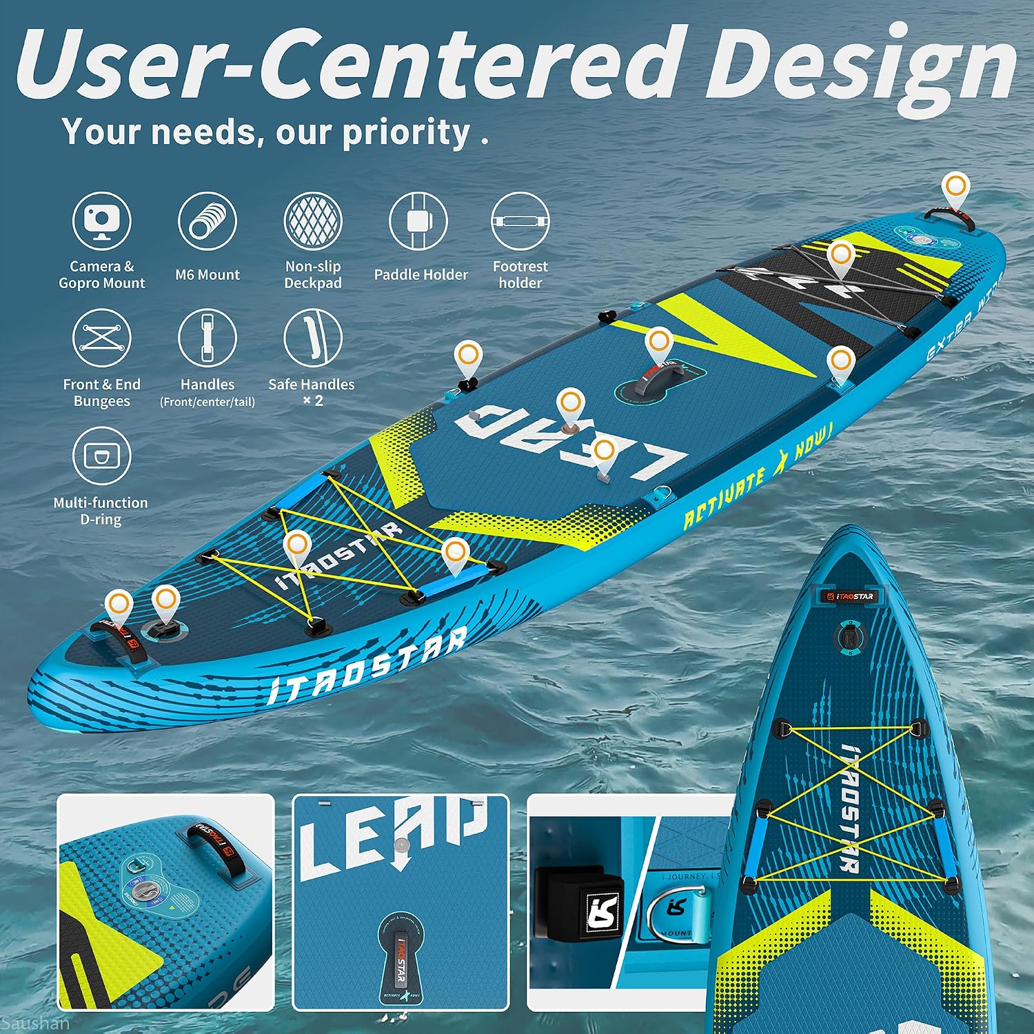 Detalle 2 de iTAOSTAR Lead 12' x 35" Inflatable SUP 450 lb