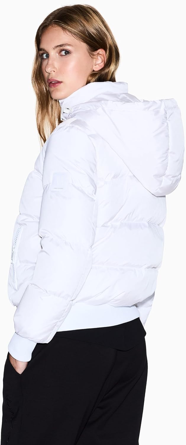 Detalle de Armani Exchange Icon Project - Veste Femme Logo Patch, Short Length, Duvet véritable