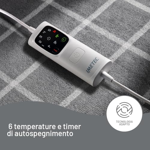 Detalle de Imetec CaldoPlaid Velvet Square, coperta riscaldante 150x95 cm con 6 temperature e timer