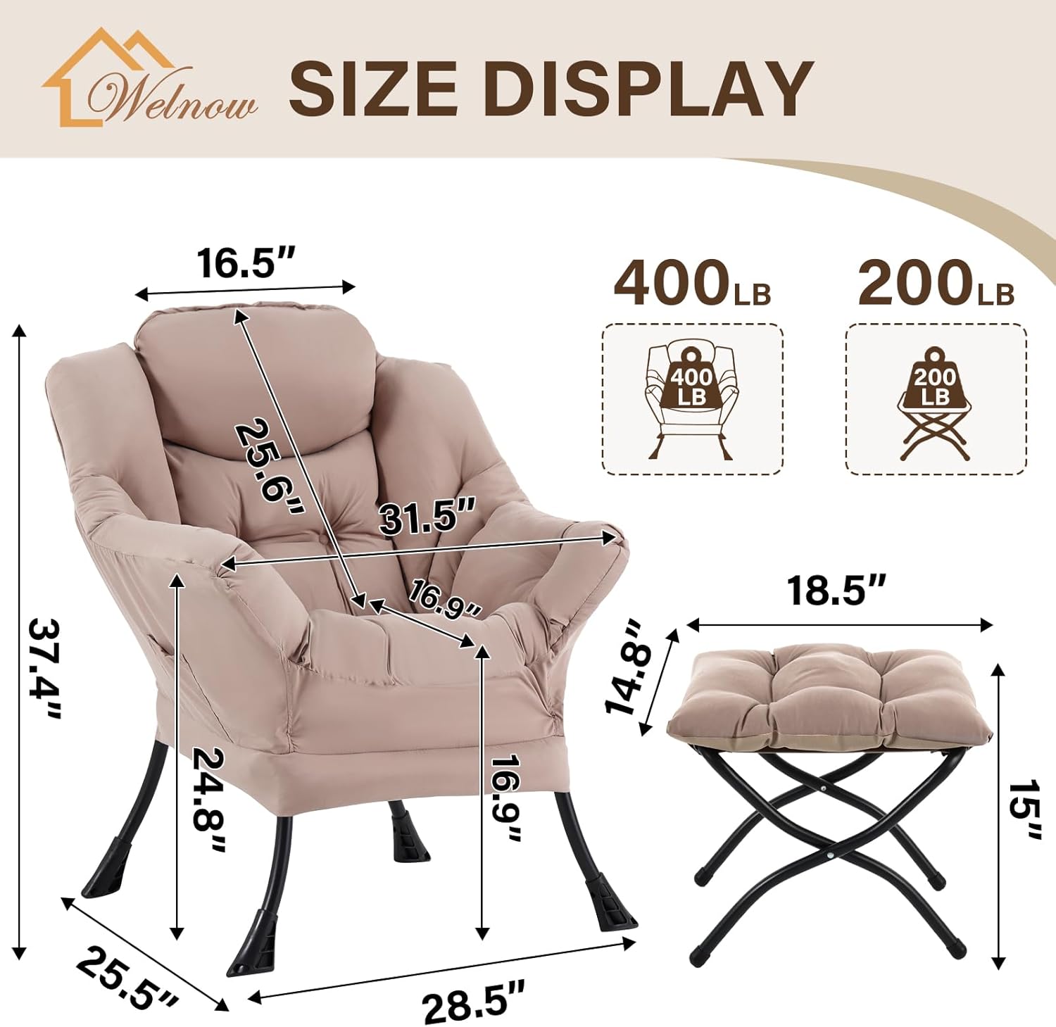 Detalle de Welnow Lazy Chair 400 lb capacity