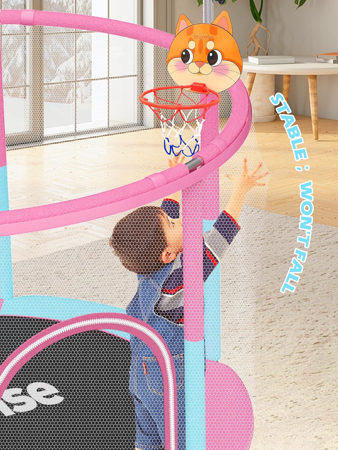 Detalle 2 de BLUERISE 55in Toddler Trampoline with Hoop