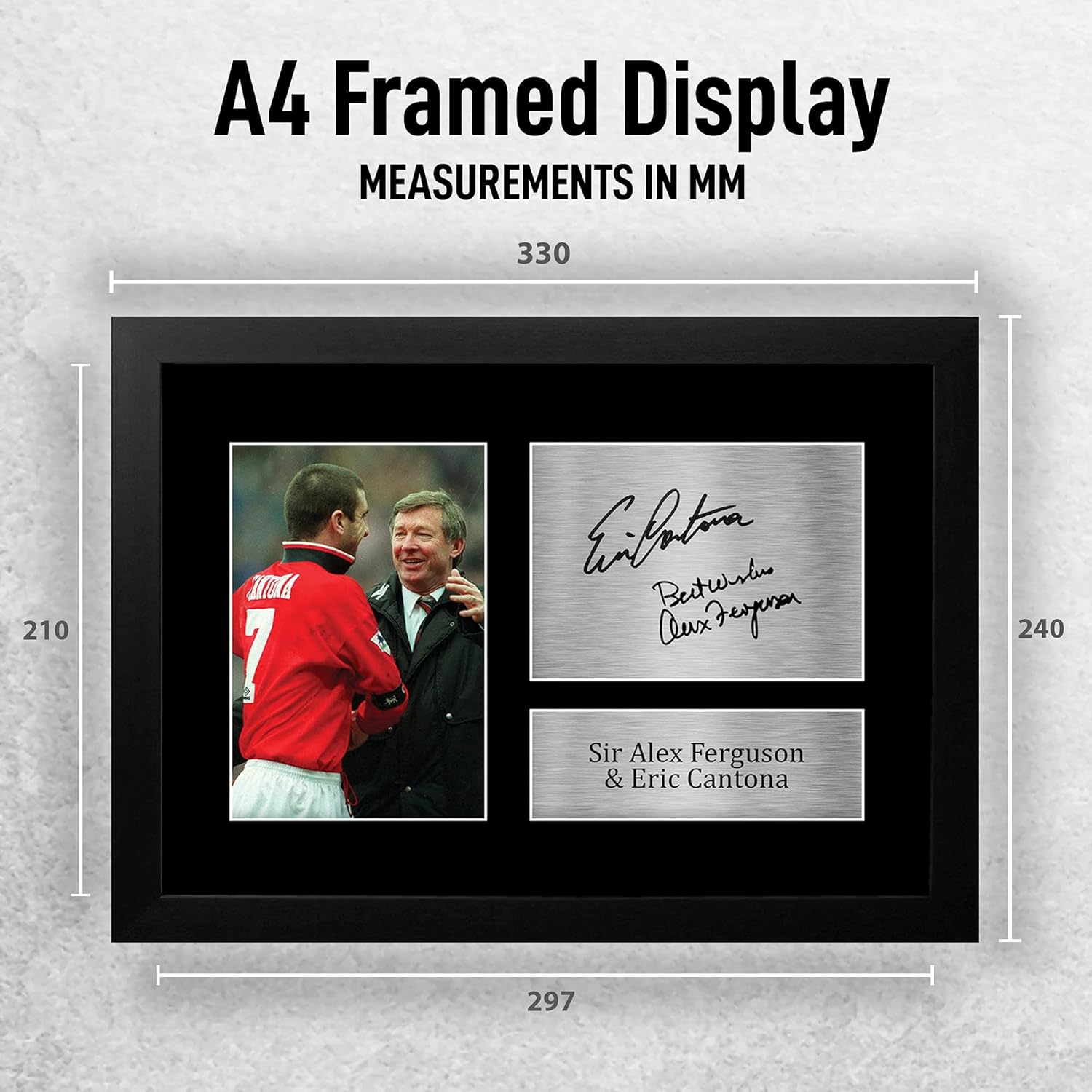 Thumbnail 1 de HWC Trading FR A4 Sir Alex Ferguson & Eric Cantona framed signed-style autograph picture (A4)