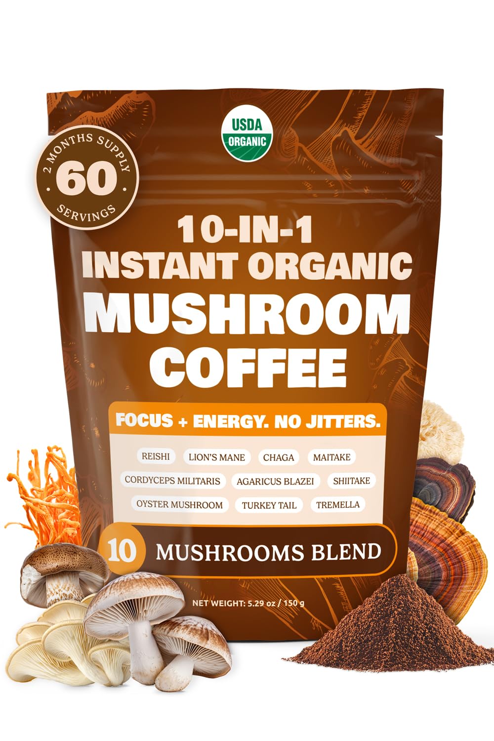 Detalle de MatchaDNA Organic Mushroom Coffee, 60 Doses