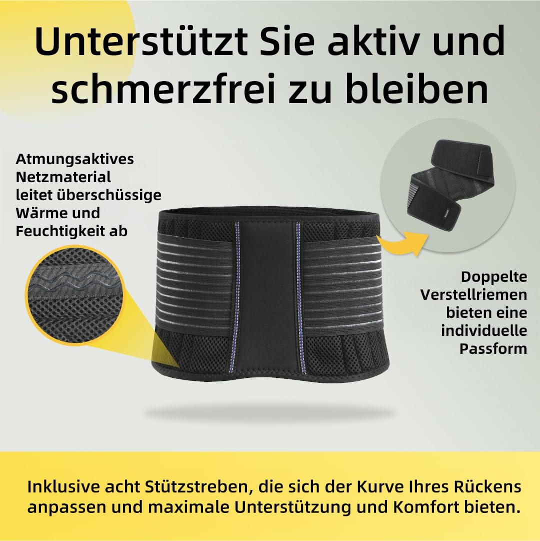 Thumbnail 1 de BraceUP Rückengurt – atmungsaktive Lendenwirbelstütze, 70–90 cm (S/M)