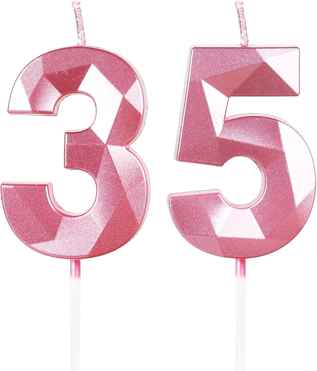 Yiran Pink 35th Birthday Candles – 3 & 5 Numeral Pink Cake Topper Candles