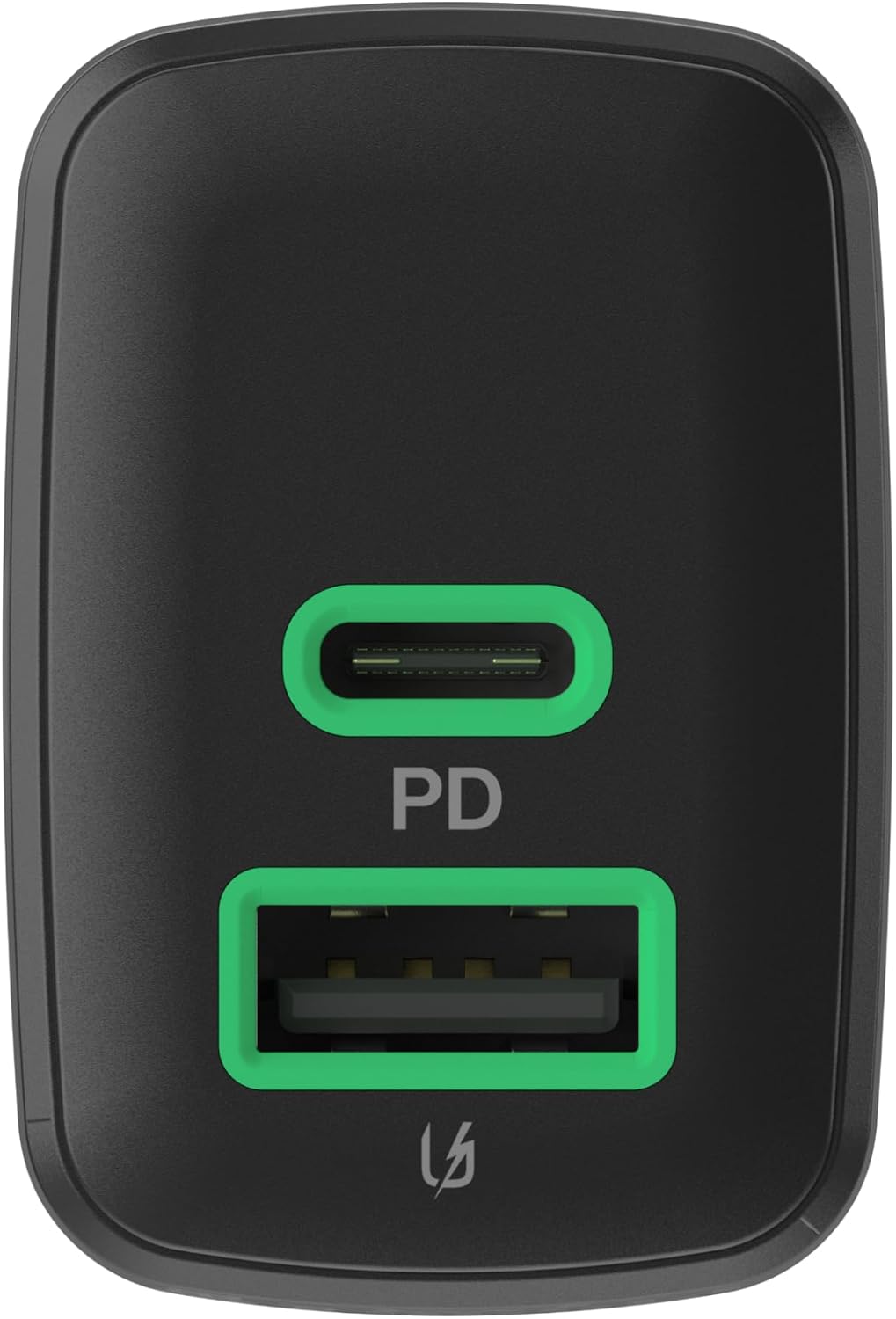 Detalle de Greencell PowerSource Duo30: Caricabatterie USB-C da 30 W con doppia porta per viaggiare leggero
