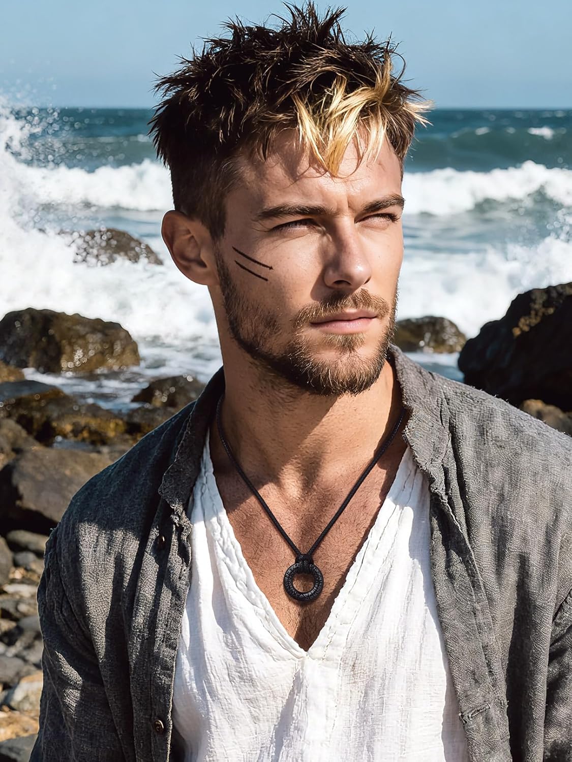 Thumbnail 2 de Bandmax Collier Rune Viking Homme/Noir avec Pendentif Möbius et Chaîne réglable 46–76 cm
