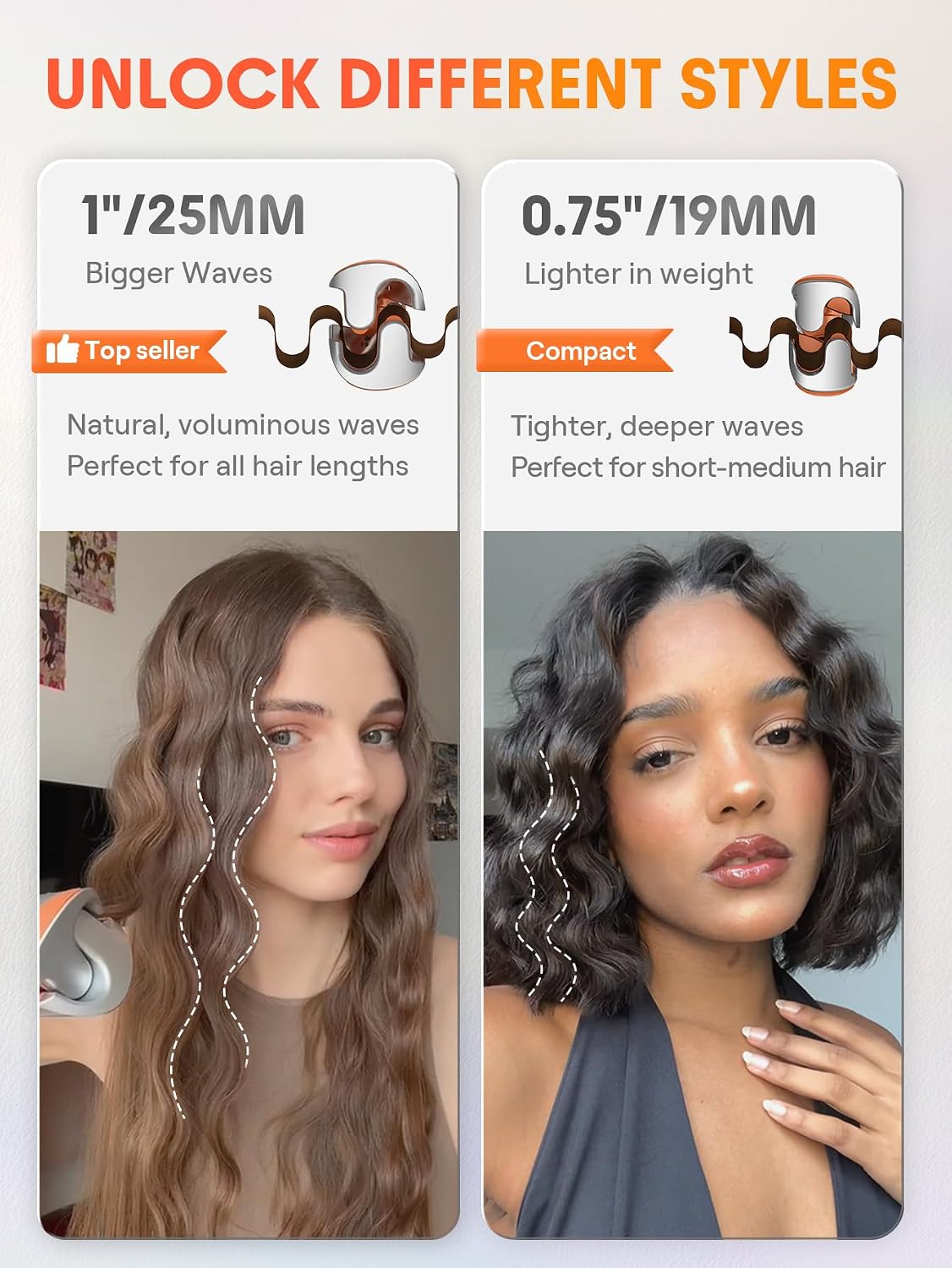 Detalle de SHEGLAM Beach Babe Welleneisen 2-Walzen 19 mm – Strandwellen für langes Haar