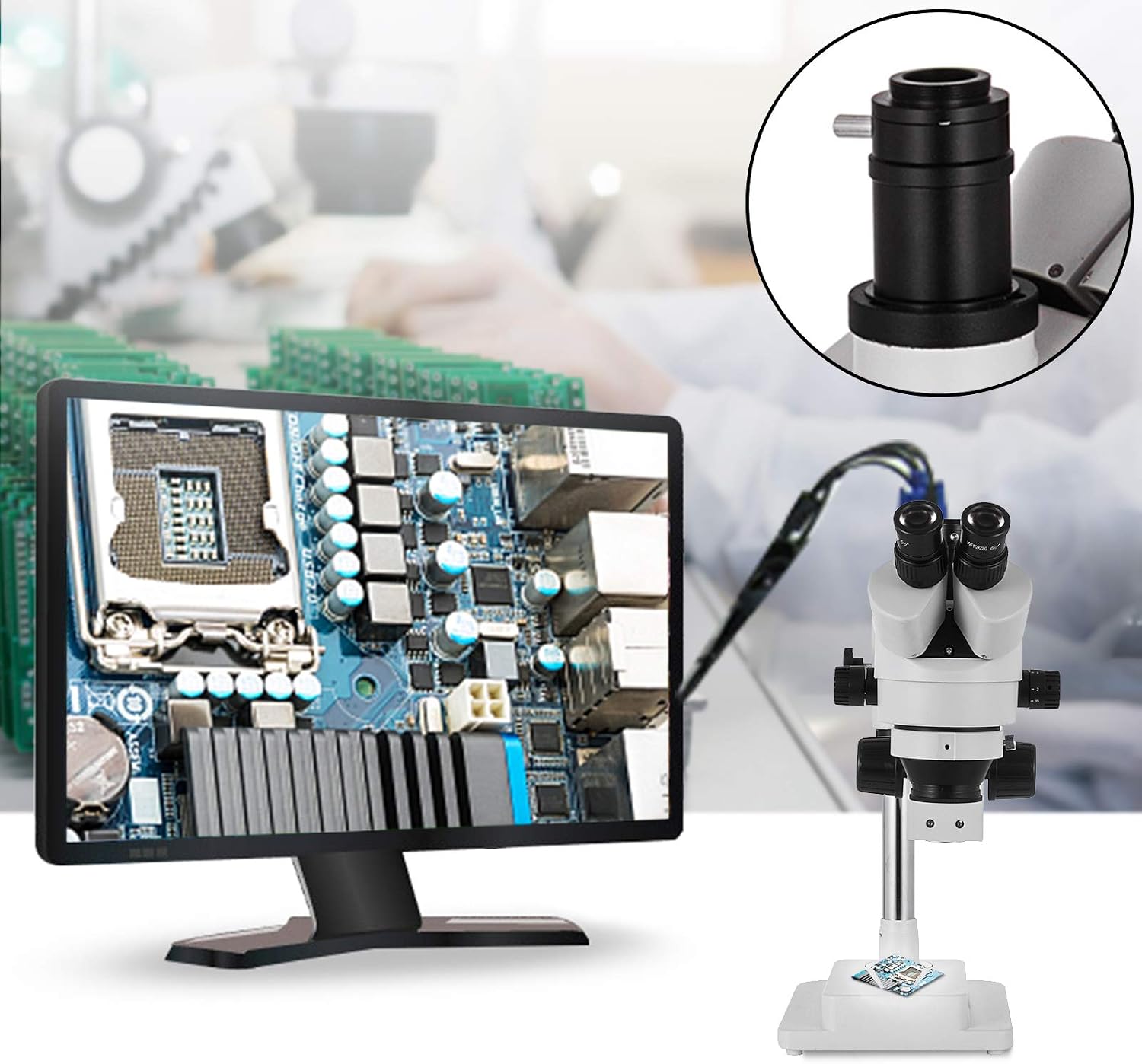 Thumbnail 4 de VEVOR Microscope stéréo trinoculaire zoom 3,5–90× 🔬