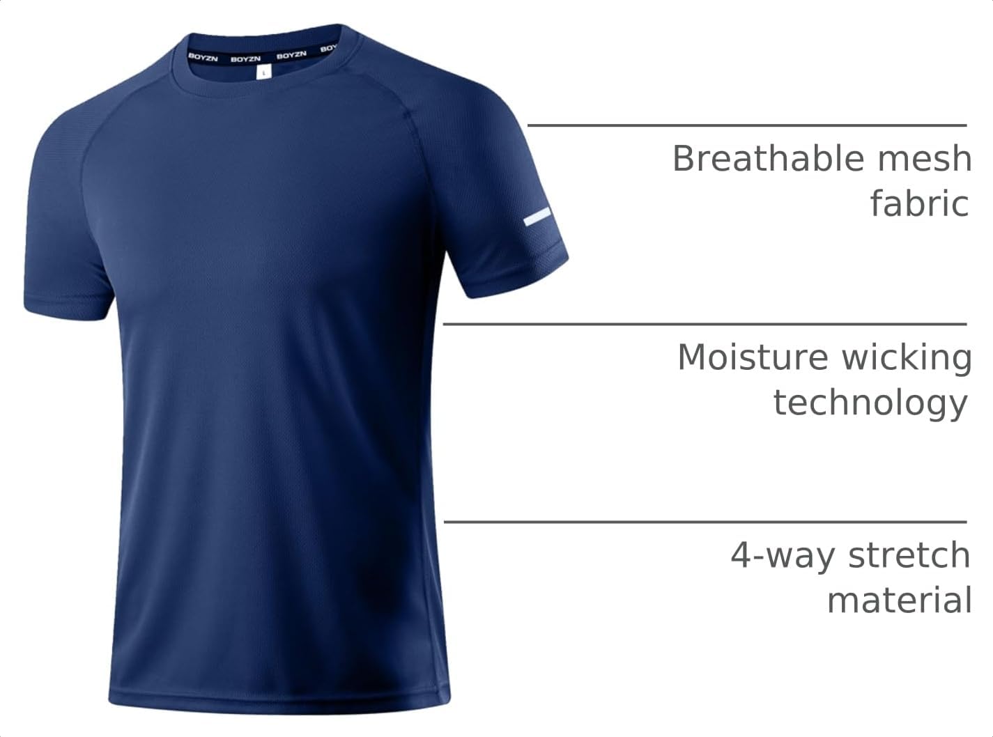 Detalle 2 de Boyzn Men's Workout Shirts: 1, 3, 5, or 7-Pack Moisture-Wicking Tees