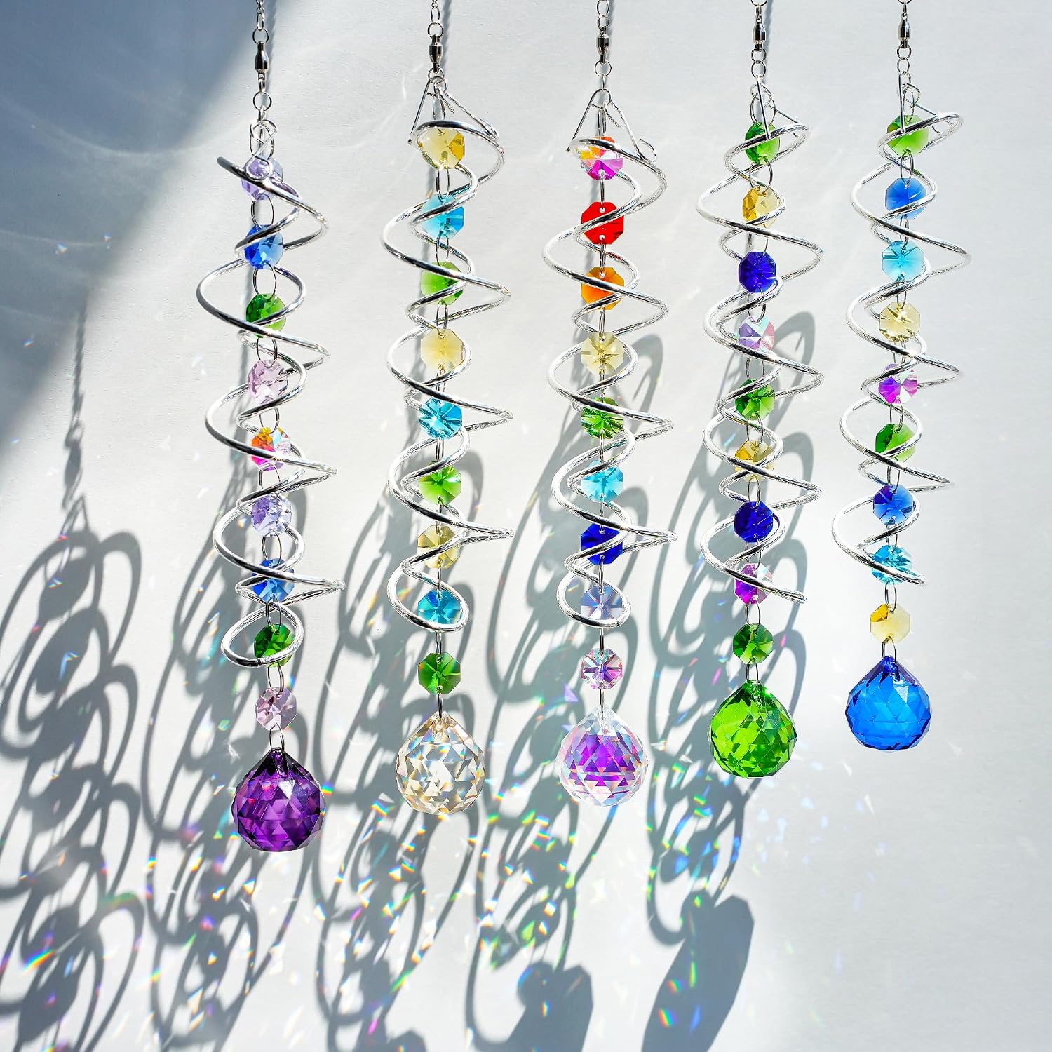 Thumbnail 1 de H&D HYALINE & DORA 5 Pack crystal sun catchers wind spinners for windows, gardens and indoor décor