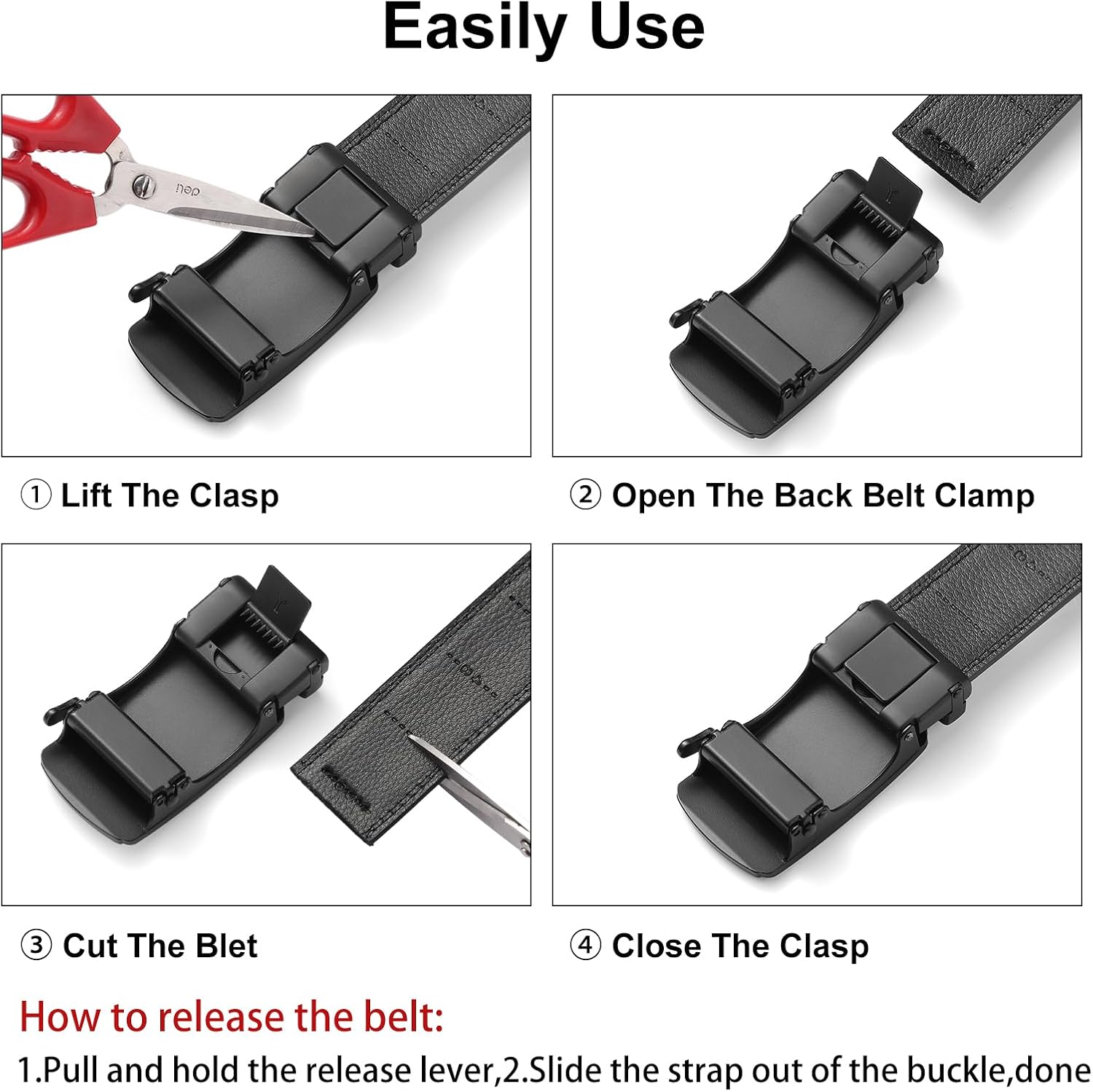 Thumbnail 3 de FALAN MULE Men's Leather Ratchet Belt with Adjustable Fit and Alloy Buckle