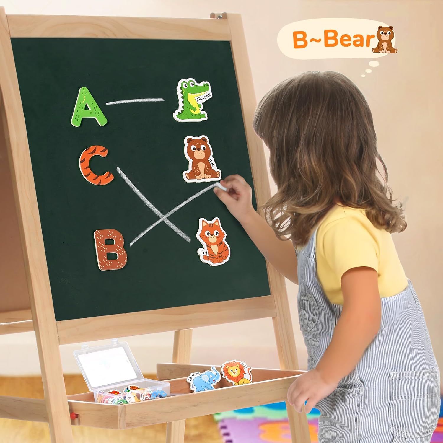 Thumbnail 6 de JoyCat Wooden Kids Magnets (26 Animals, Uppercase Letters, 0-9 Numbers, 3 Math Symbols) for Toddlers