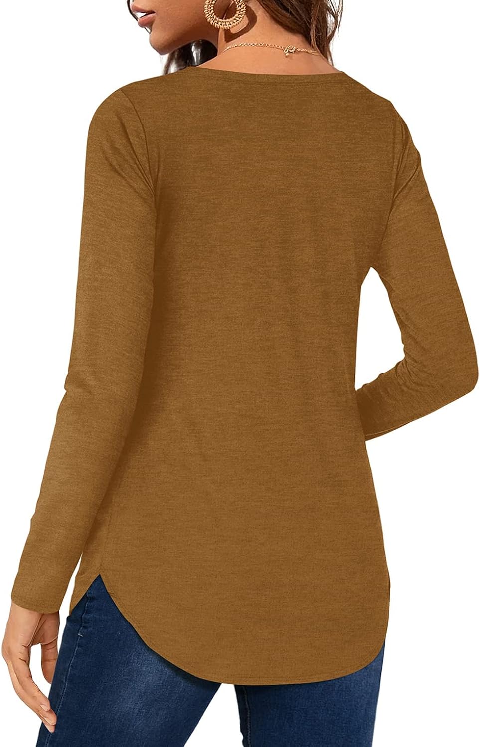 Detalle de Florboom Women’s Henley Neck Long Sleeve Casual T-Shirt Blouses