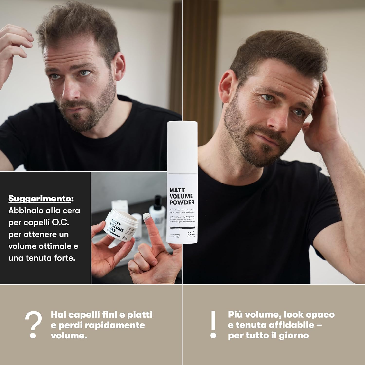 Thumbnail 3 de O.C. HAIRCARE Polvere per styling – Polvere per capelli sottili e fini, effetto opaco, volume professionale