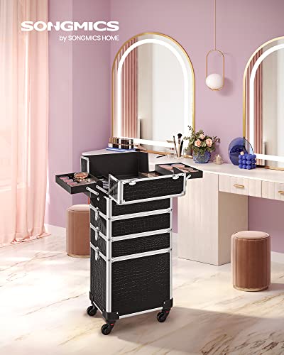 Detalle de SONGMICS Valise à maquillage JHZ06B – Mallette trolley grande taille, 4 niveaux
