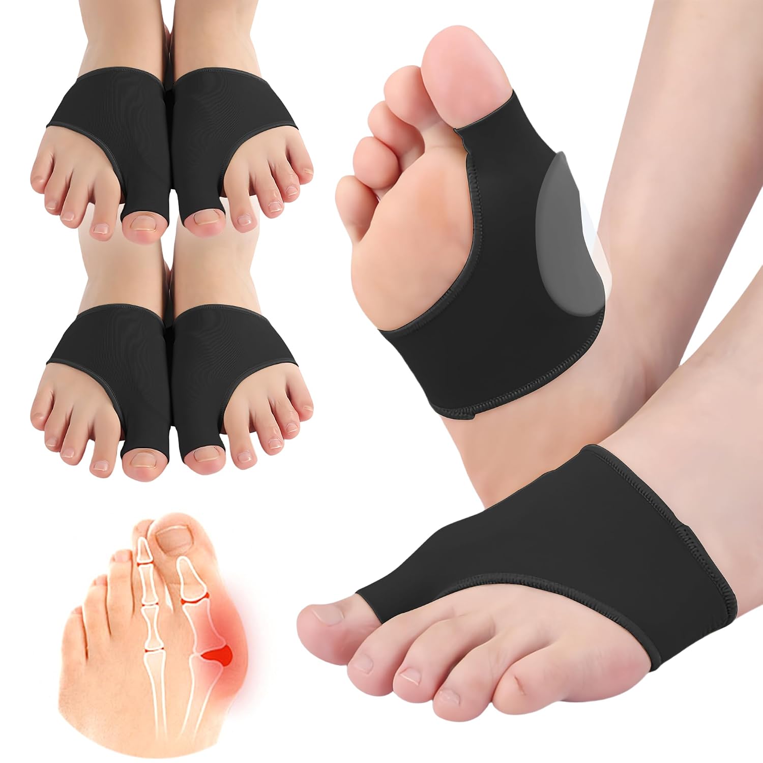 Detalle de EASICUTI Bunion Corrector Relief Sleeve (2 pairs) – gel cushion pads for hallux valgus protection