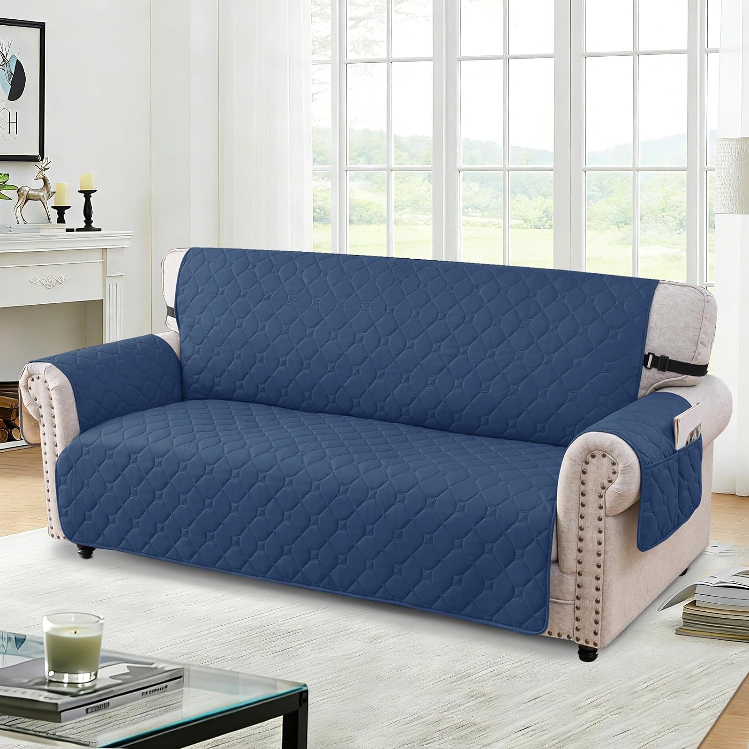 Detalle 2 de Ystyle Impermeable Funda Sofa 3 Plazas Azul Berlín