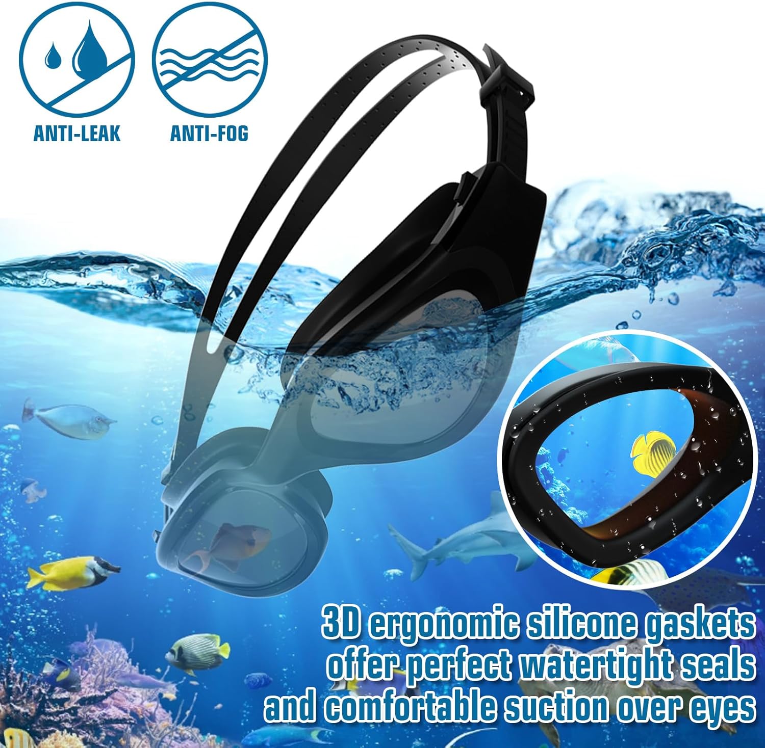 Thumbnail 4 de Winline Adult Swimming Goggles – Open Water anti-fog UV protection with easy adjust strap