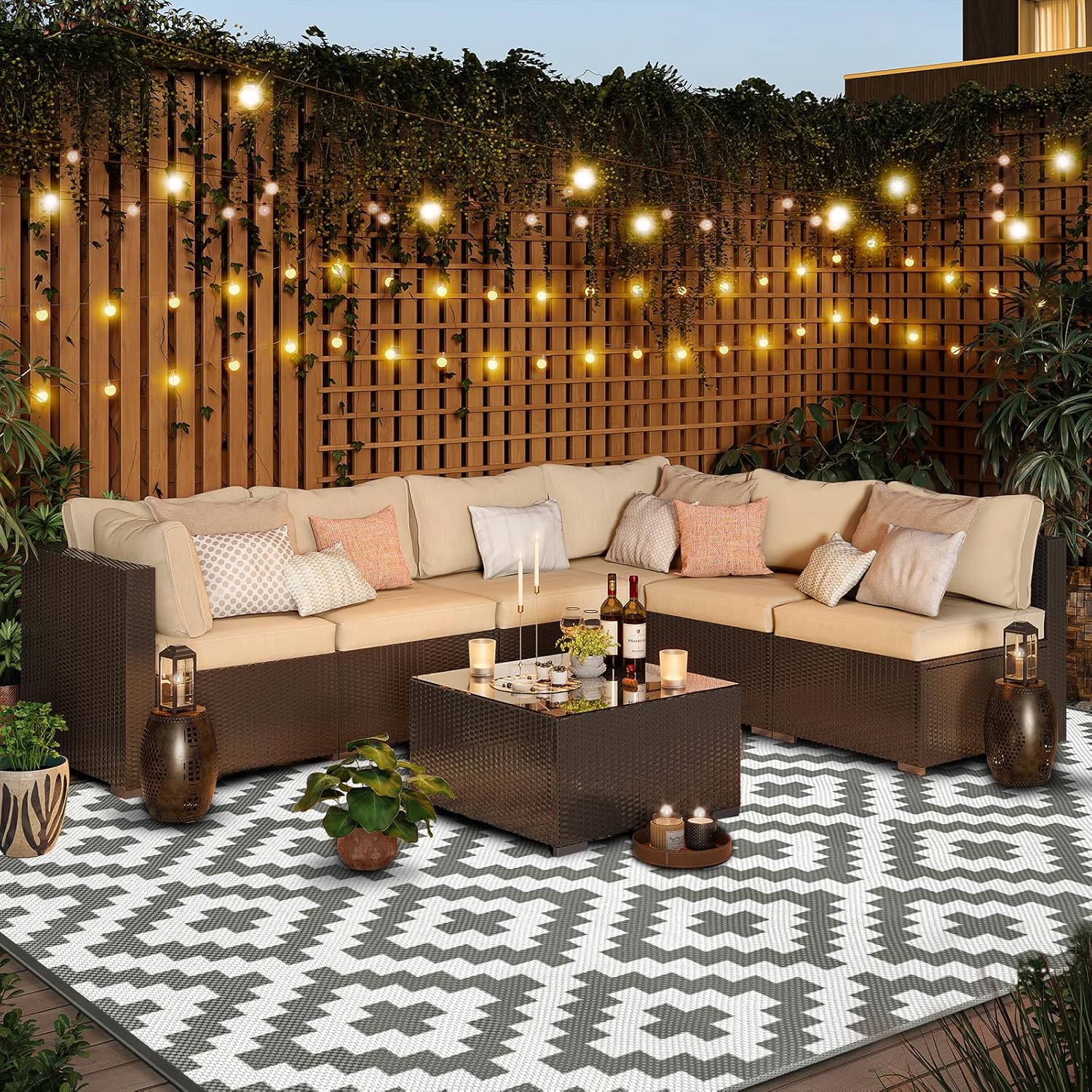 Thumbnail 6 de MOKANI Outdoor Teppich Wetterfest 120x180 cm – Wendeteppich aus Polypropylen, UV-beständig, rutschfest