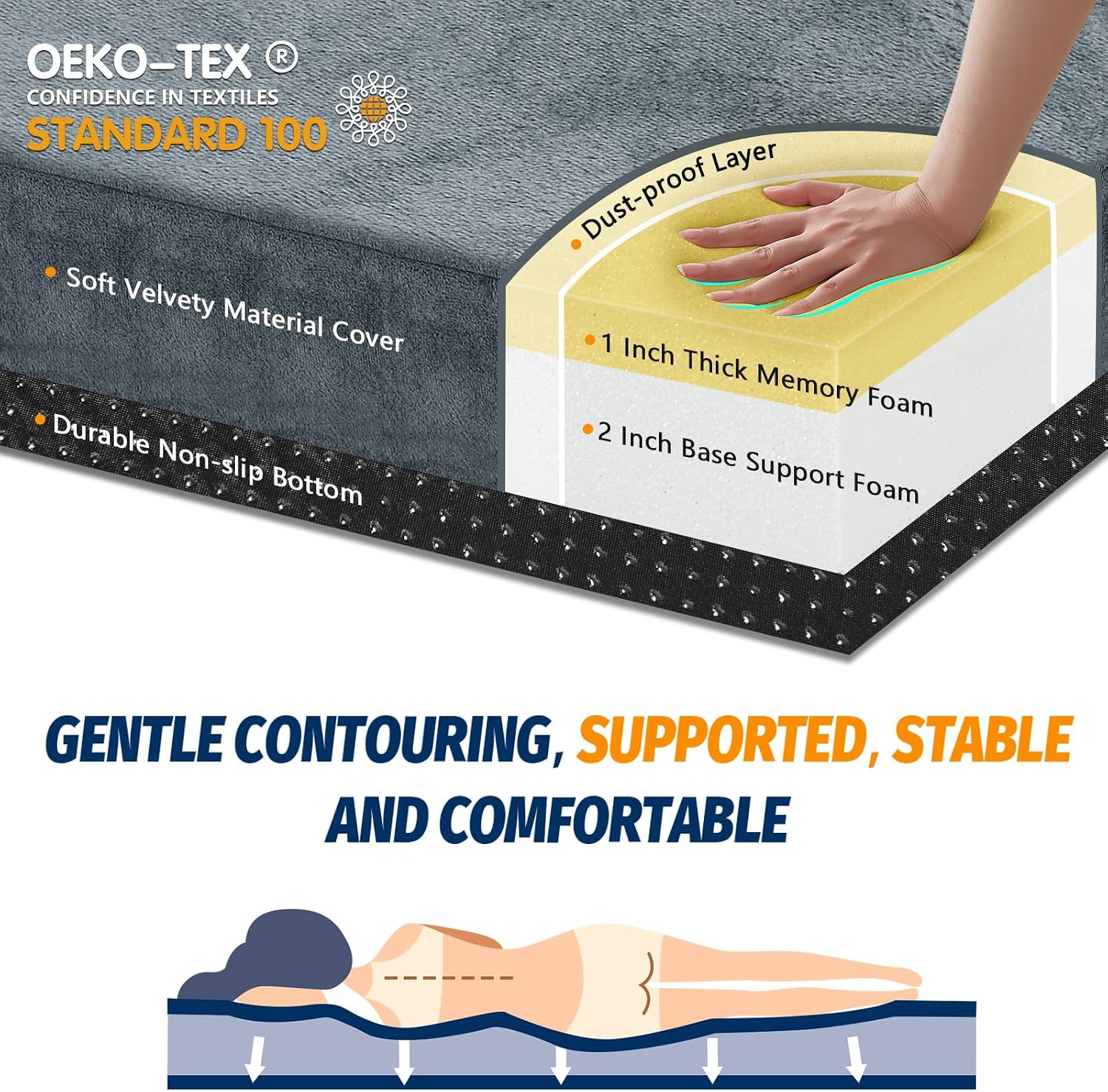 Detalle 2 de CYMULA Memory Foam Camping Mattress Pad, 3-Inch