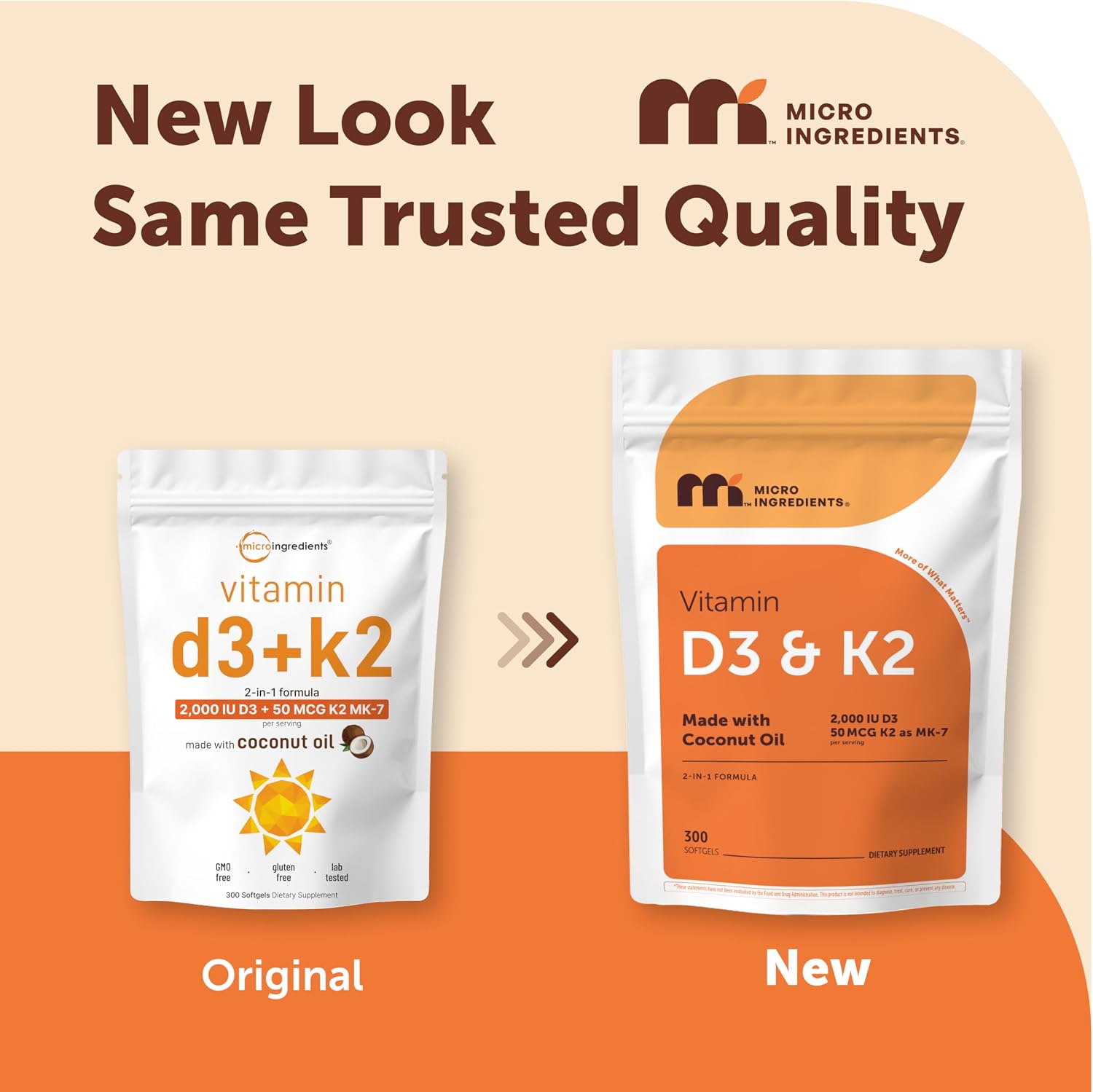 Detalle 2 de Micro Ingredients Vitamin D3 + K2 Softgels, 300 Softgels