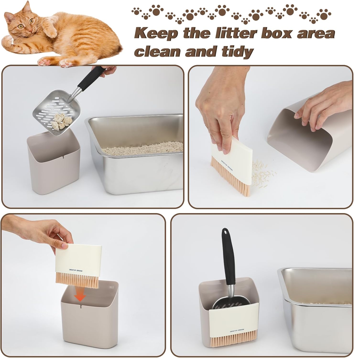 Detalle 2 de Mfsdai Cat Litter Scoop with Holder and Broom 🐾