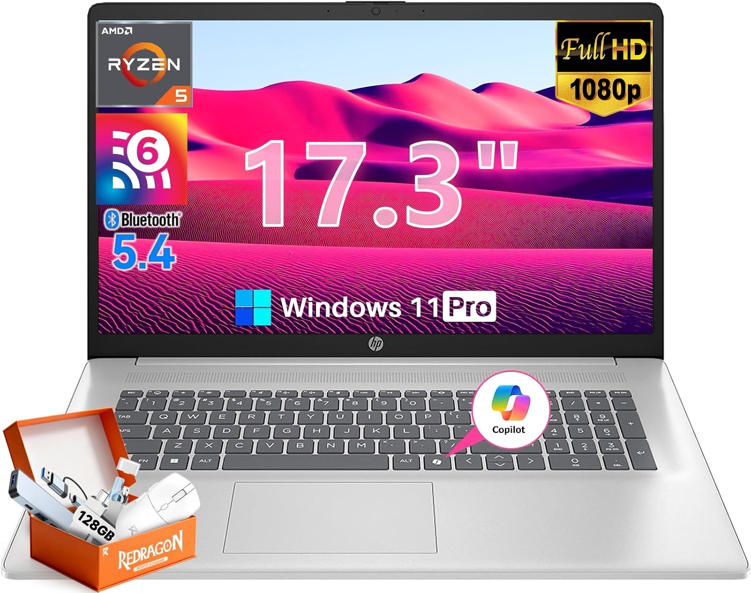 Detalle de HP 17.3-Inch Laptop with Ryzen 5 7430U