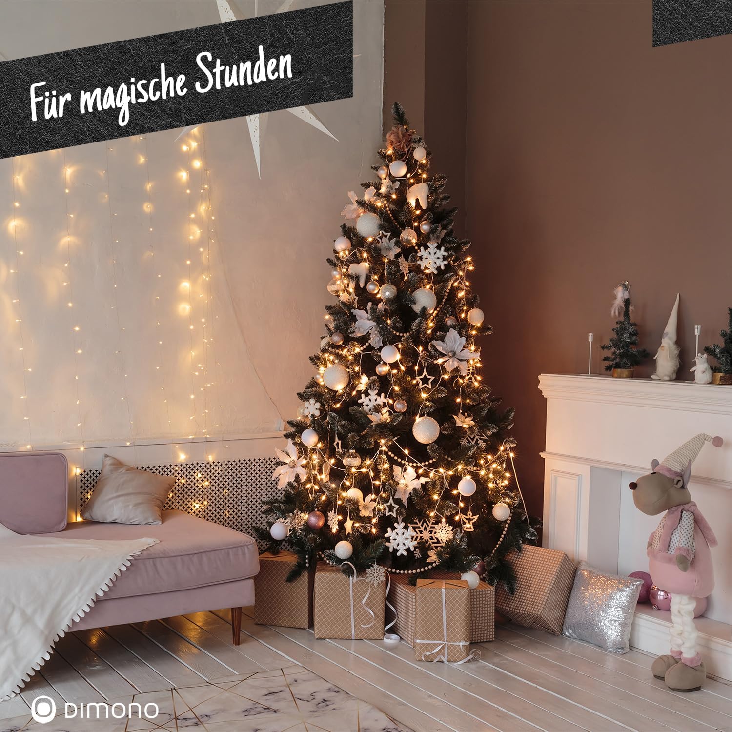 Detalle de DIMONO Sapin de Noël Artificiel Enneigé 120 cm - 300 Pointes, branches PVC ultra-denses, support inclus