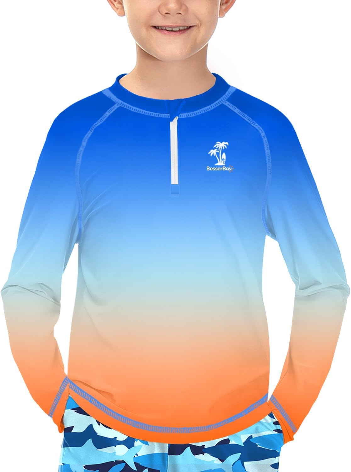 Thumbnail 6 de BesserBay Jungen UV Shirt 1/4 Zip Langarm Stehkragen UPF 50+ Rash Guard, Größen 110–150