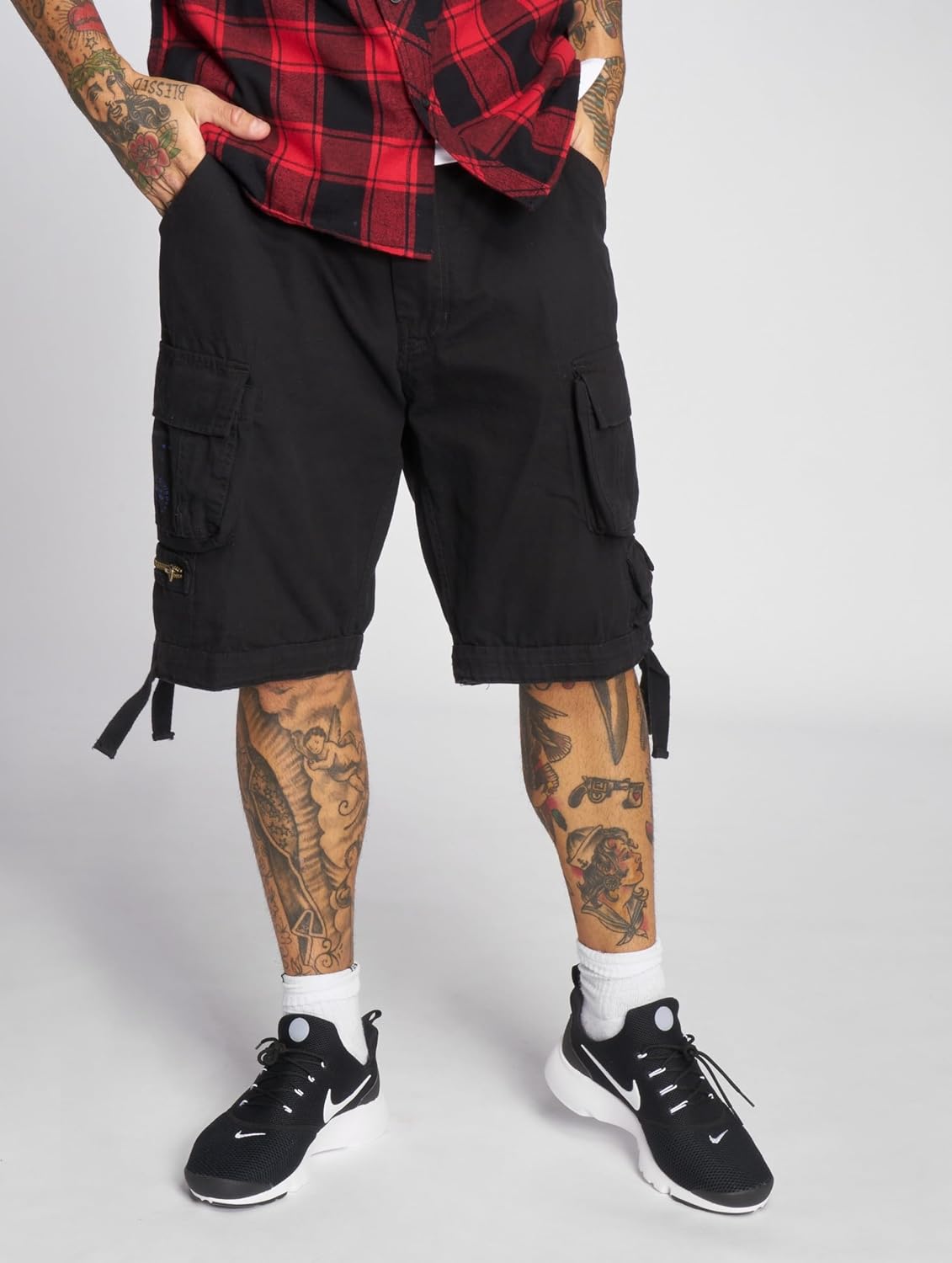 Detalle de Brandit Herren Savage Vintage Cargo Shorts – robuste Vintage-Cargoshorts mit Gürtel und Taschenvielfalt