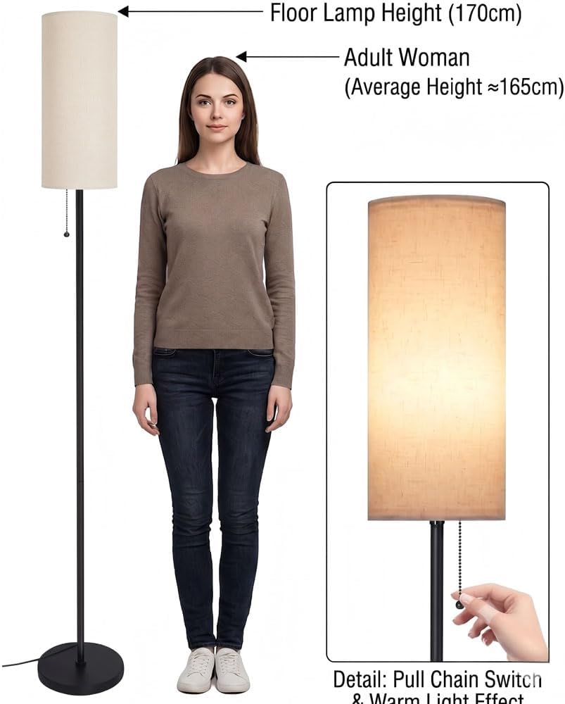 Thumbnail 1 de IPARTS EXPERT LDD-5 68-Inch Floor Lamp with Linen Shade and 3 Colour Settings