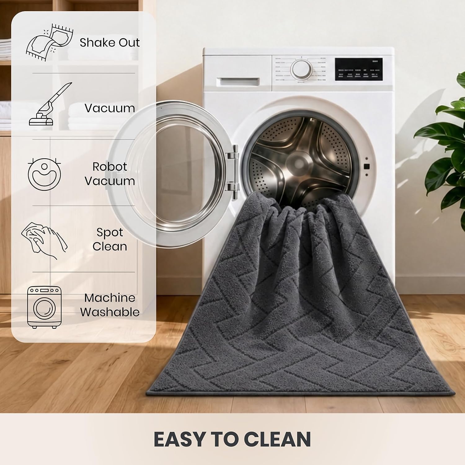 Thumbnail 6 de PURRUGS Dirt Trapping Door Mat 20" x 31.5" — Non-Slip, Machine Washable Entry Rug for Muddy Shoes & Dog Paws (Grey)