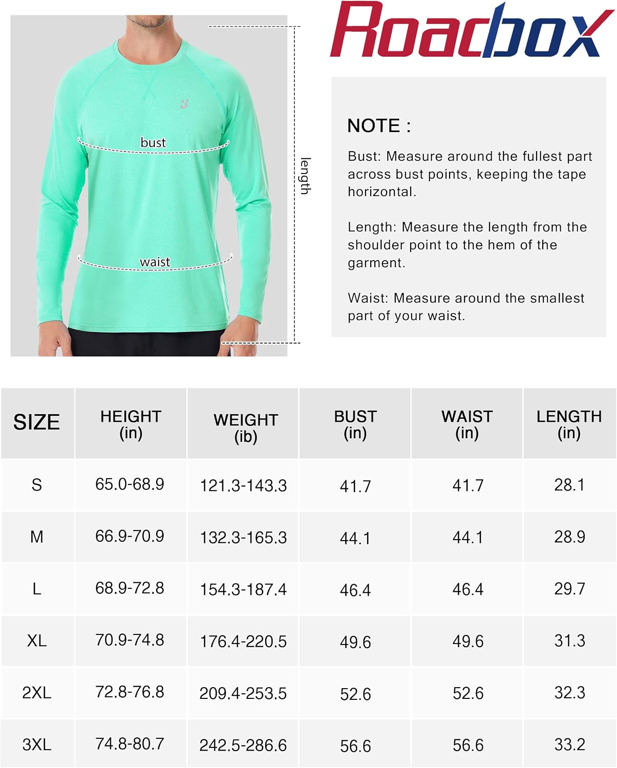 Detalle 2 de Roadbox Men's Long-Sleeve UPF 50+ Swim Shirt, Quick-Dry Rash Guard