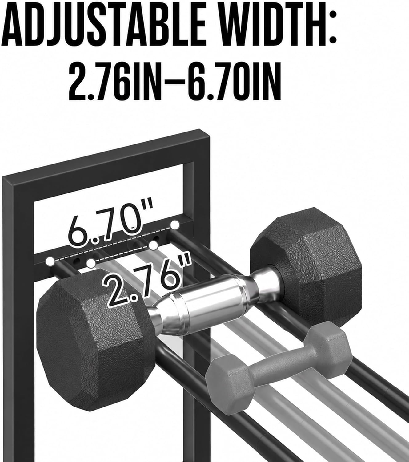 Thumbnail 3 de 3-Tier Dumbbell Rack for Home Gym — Adjustable, Space-Saving Weight Storage