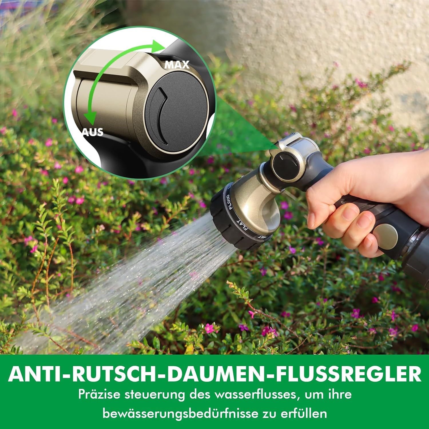 Thumbnail 2 de RESTMO Gartenbrause Metall Heavy Duty – robuste Hochdruck-Gartenspritze mit 7 Strahlmustern