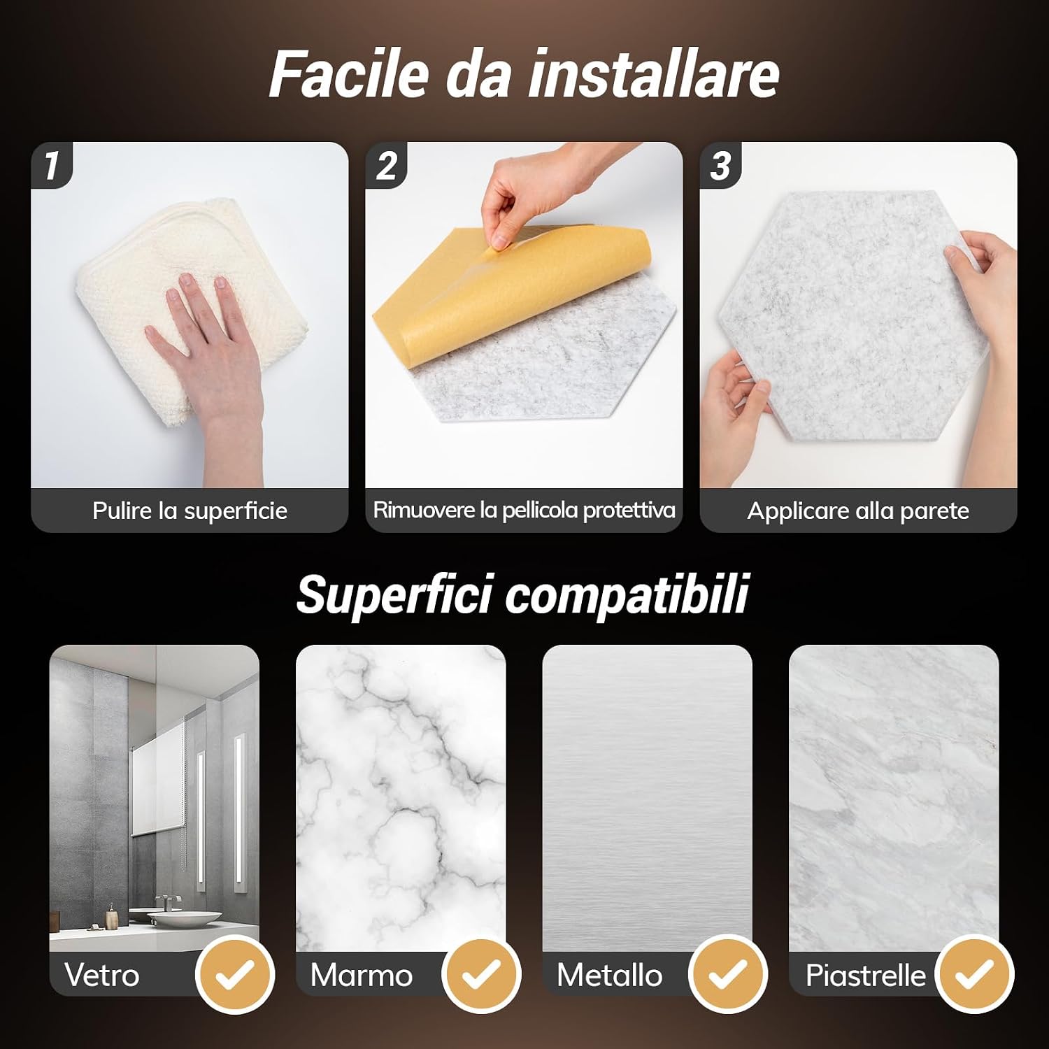 Thumbnail 6 de TONOR Set di 12 Pannelli Acustici Murali Autoadesivi 30x26x1 cm – Pannello 3D Esagonale ad Alta Densità
