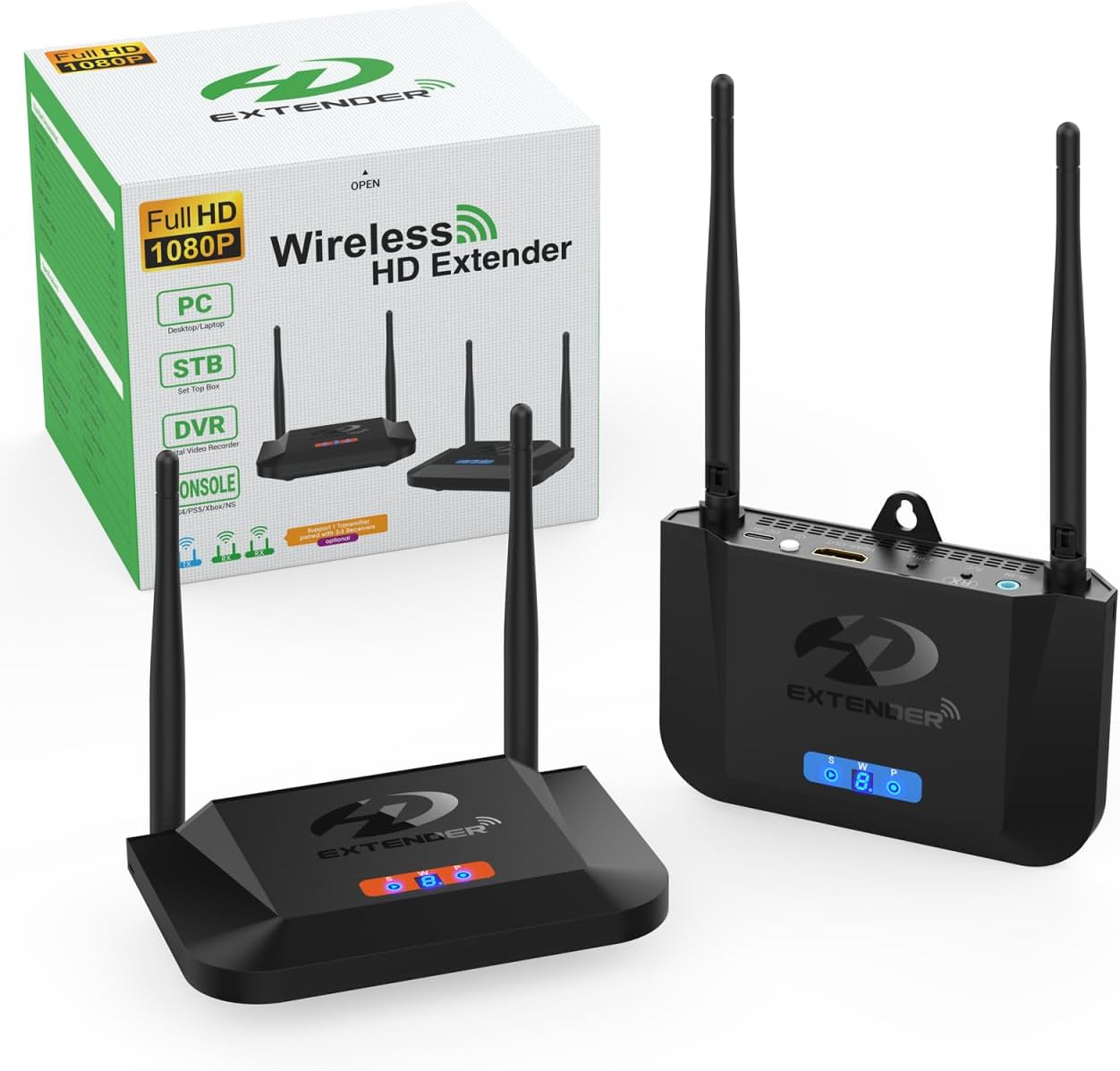Wireless HDMI Transmitter & Receiver 4K Decoding, 656 ft Range, 1 TX to 3 RX, IR Extend, Dual Cooling