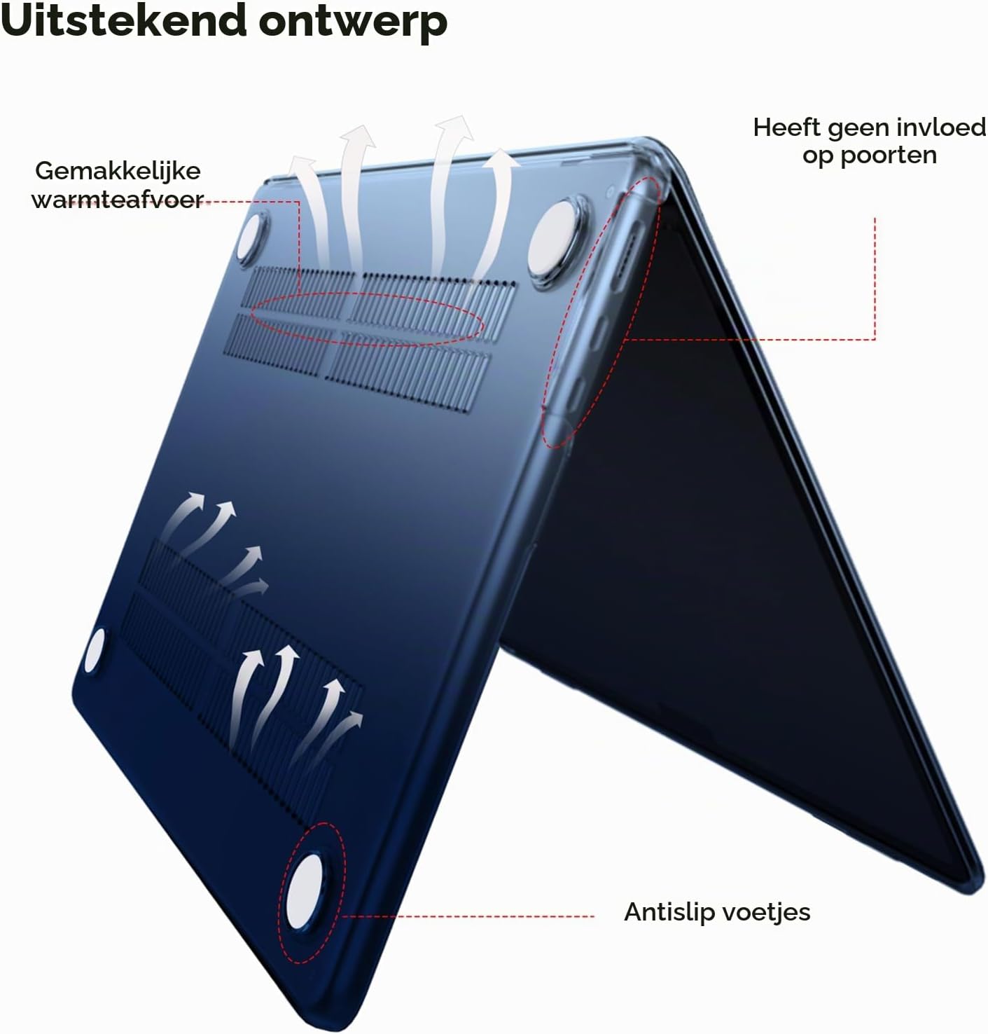 Detalle de eleger harde hoes voor MacBook Air 13,6 inch, middernacht transparant
