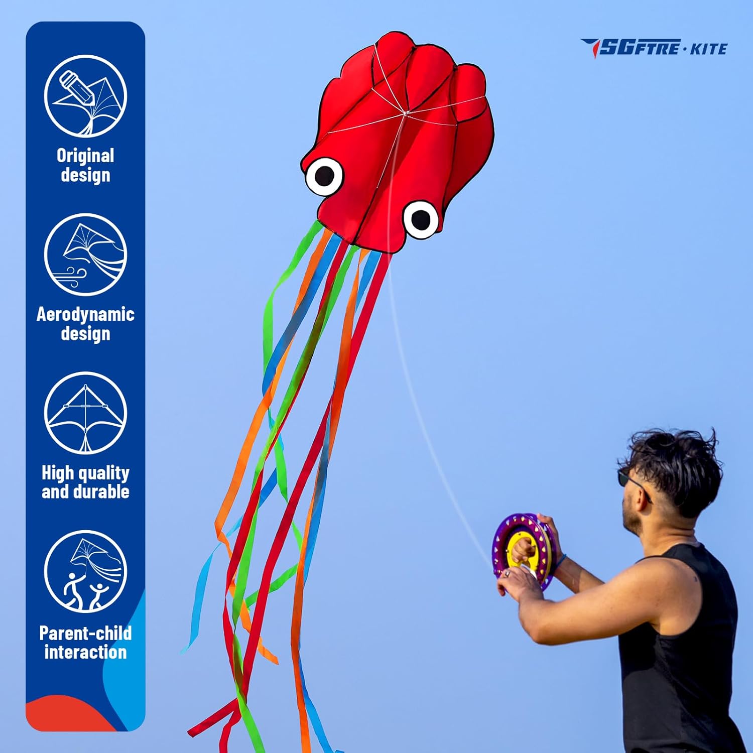 Detalle de SGftre 3-Piece Butterfly, Delta & Octopus Kite Set for Kids and Adults (3 kites)